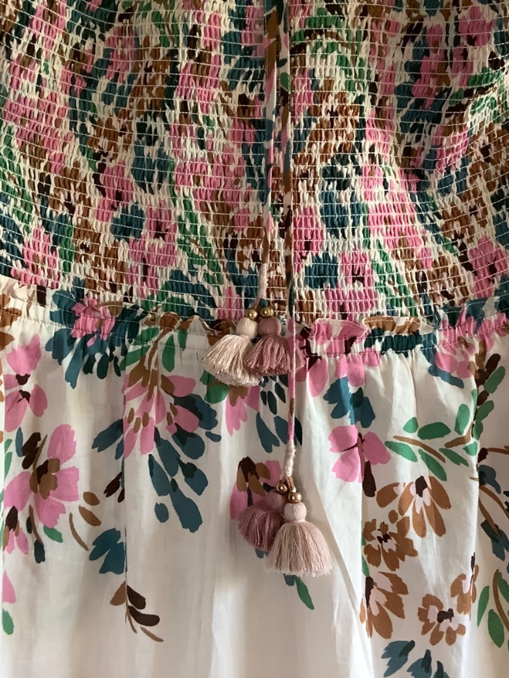 Figue June Floral Cotton Halterneck Maxi Dress Confetti Floral Beige SZ XL - Picture 10 of 16